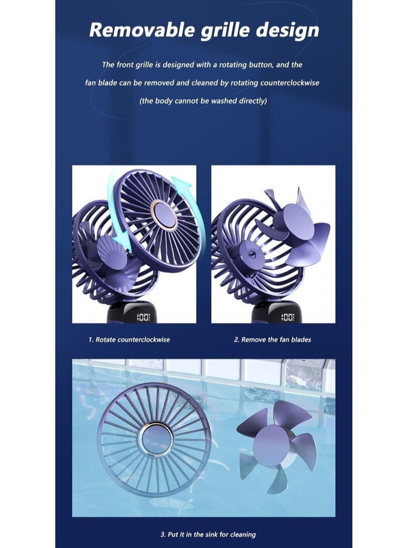 Portable Hand-Held Fan Office Desktop Multifunctional Folding Double-Headed Small Electric Fan With A Neck Lanyard