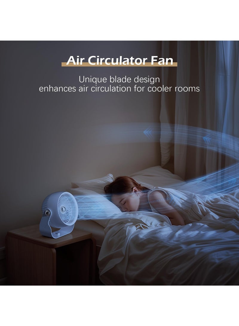 Desktop Fan, 6-Inch Quiet Portable Table Fan with 3 Speeds, Strong Airflow, Desk and Wall Mount Fan, 360° Rotate Personal Cooling Fan for Bedroom, Home, Office, Travel, White