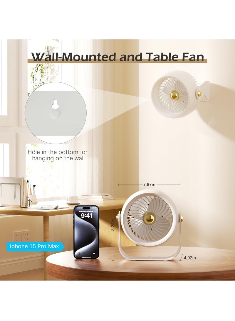 Desktop Fan, 6-Inch Quiet Portable Table Fan with 3 Speeds, Strong Airflow, Desk and Wall Mount Fan, 360° Rotate Personal Cooling Fan for Bedroom, Home, Office, Travel, White