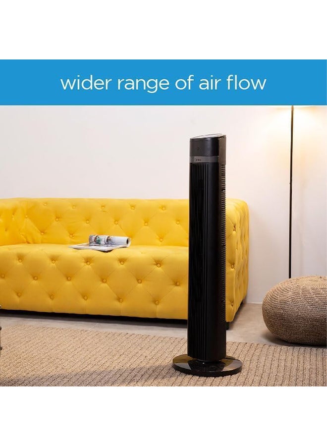 Midea Tower Fan with Multifunction Remote Control, 3 Wind modes-Natural | Slumberous & Normal, Three Dimensional Angle Air Flow, 15 Hours Timer Perfectly Suitable for Home or Office FZ1018TRB Black