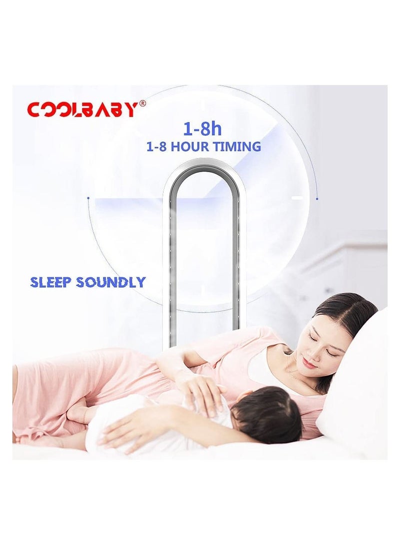 Adjustable Bladeless Fan Ultraquiet Air Purification Tower Fan Remote Control Cycle