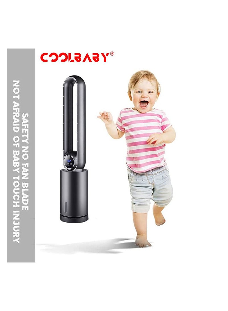Bladeless Fan Household Air Conditioning Fan Floor Water Cooled Fan Tower Fan - Black