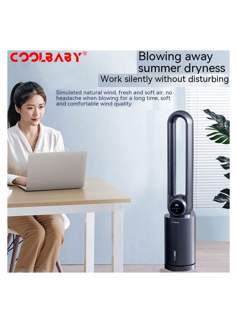 Bladeless Fan Household Air Conditioning Fan Floor Water Cooled Fan Tower Fan - Black