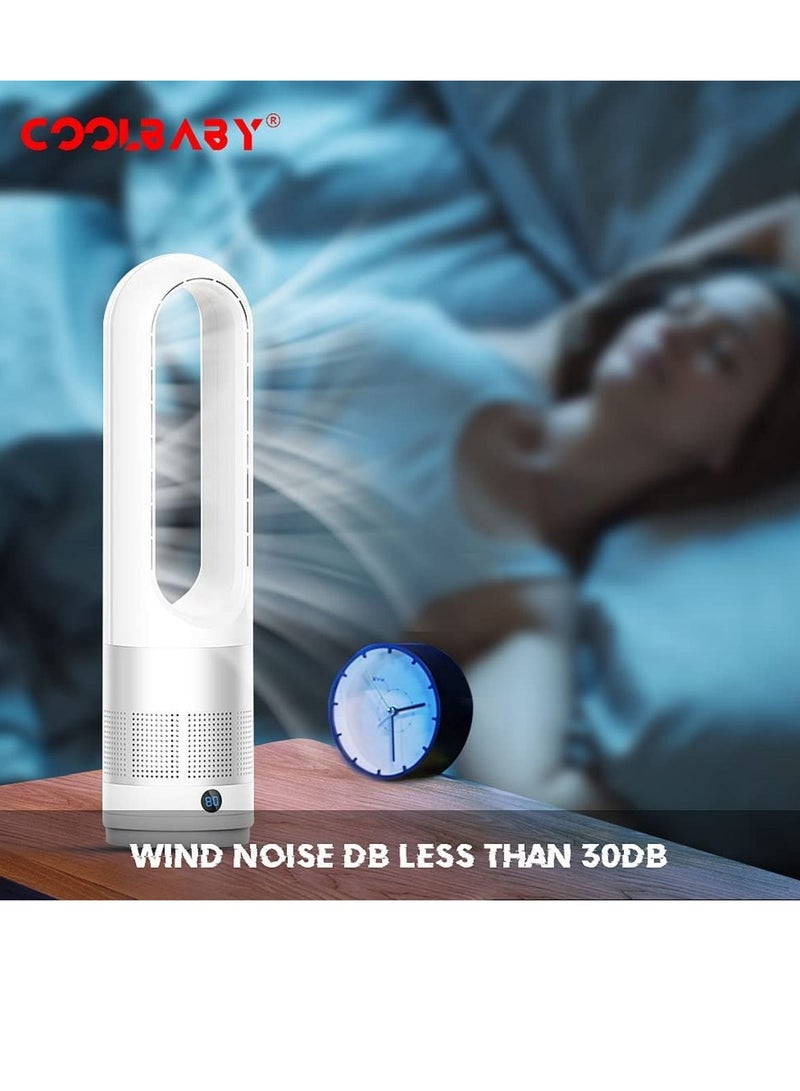 Coolbaby Adjustable Bladeless Fan Ultra Quiet Air Purification Tower Fan Remote Control Cyclewhite