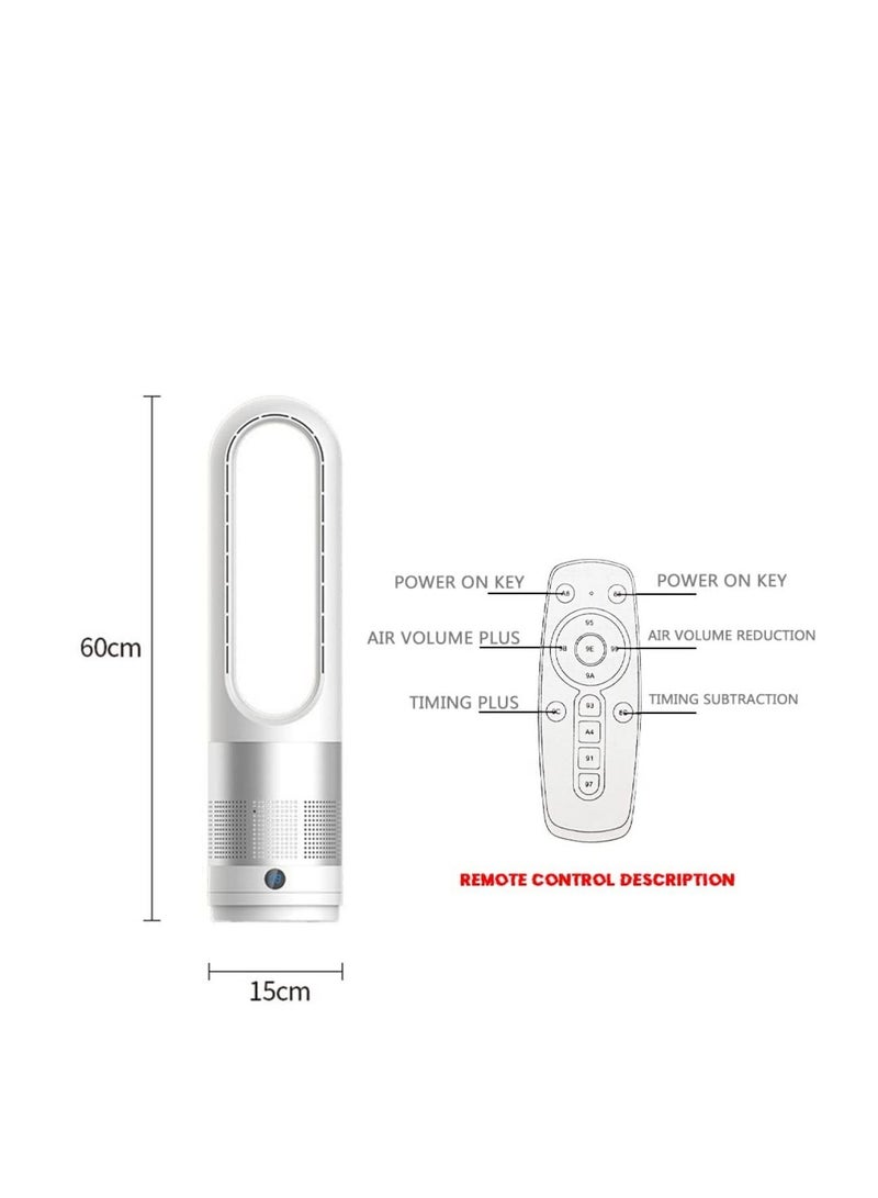 Coolbaby Adjustable Bladeless Fan Ultra Quiet Air Purification Tower Fan Remote Control Cyclewhite
