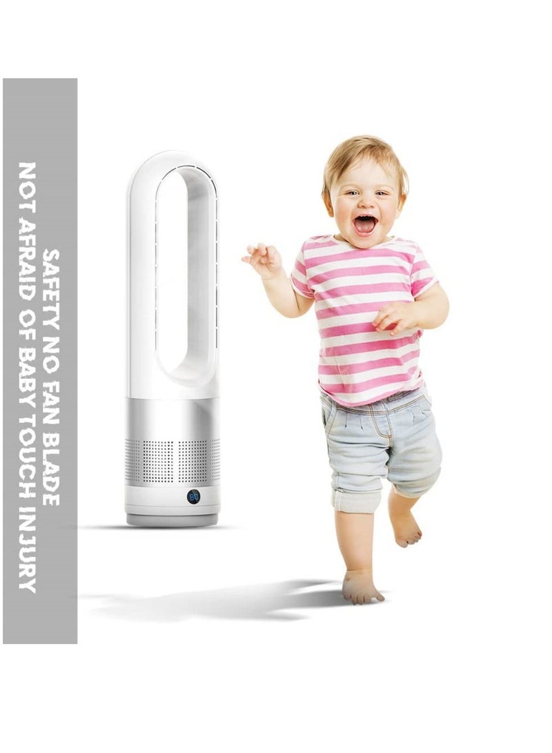 Coolbaby Adjustable Bladeless Fan Ultra Quiet Air Purification Tower Fan Remote Control Cyclewhite