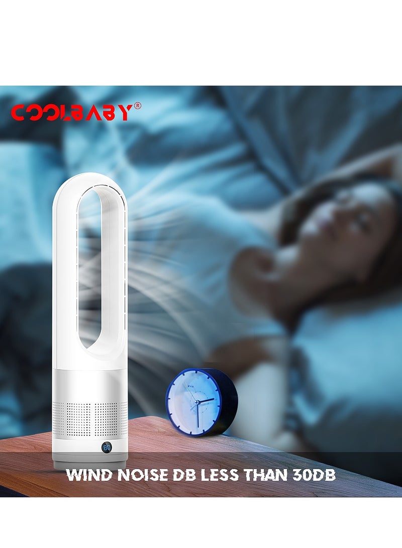 Coolbaby Coolbabyadjustable Bladeless Fan Ultra Quiet Air Purification Tower Fan Remote Control Cyclewhite, silver