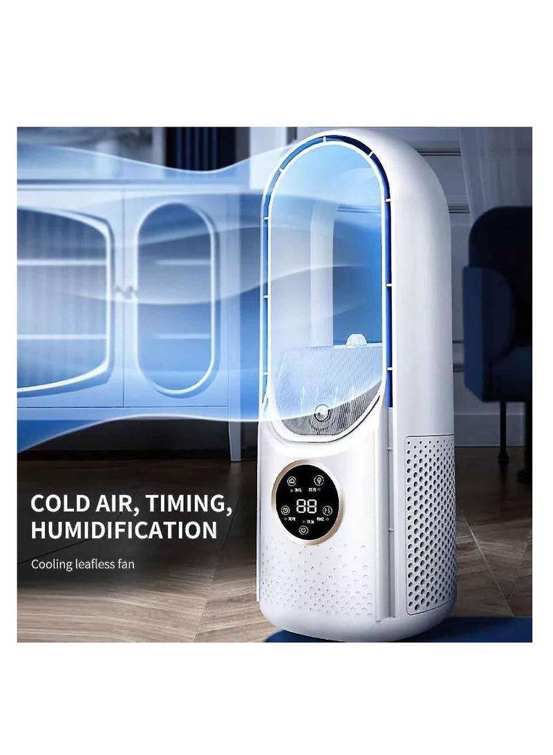 Tower Fan with Cooling, Humidifying and Adjustable Airflow, USB Rechargeable, for Offices, Bedrooms and Living Rooms
