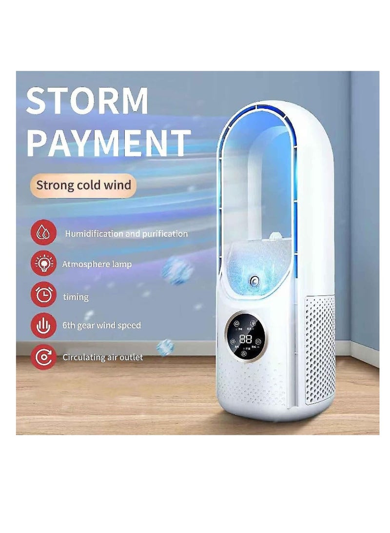 Tower Fan with Cooling, Humidifying and Adjustable Airflow, USB Rechargeable, for Offices, Bedrooms and Living Rooms
