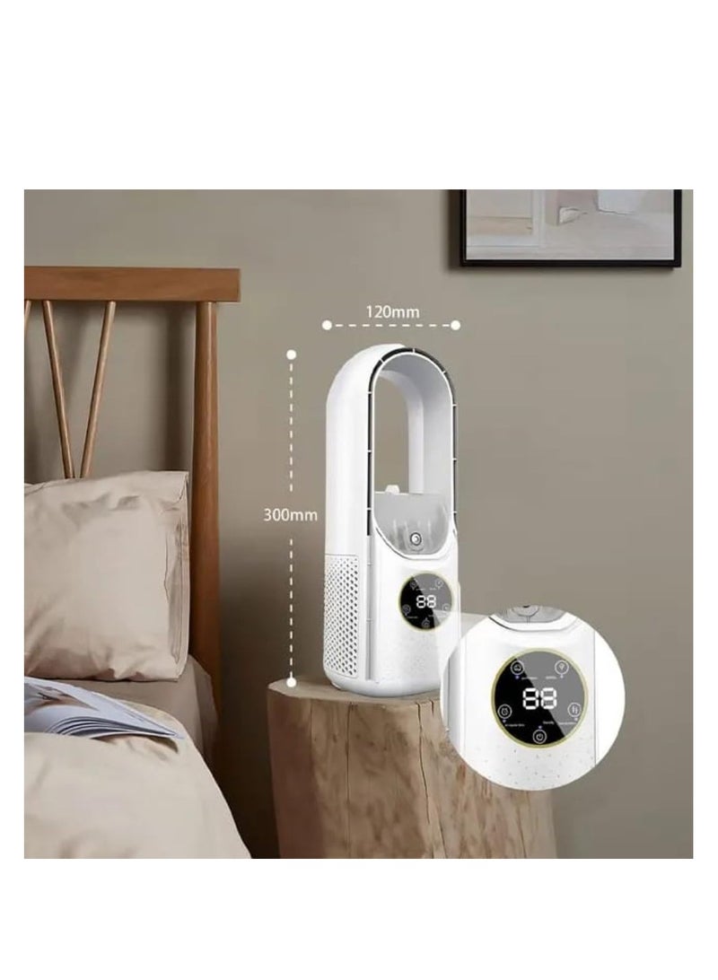 Tower Fan with Cooling, Humidifying and Adjustable Airflow, USB Rechargeable, for Offices, Bedrooms and Living Rooms