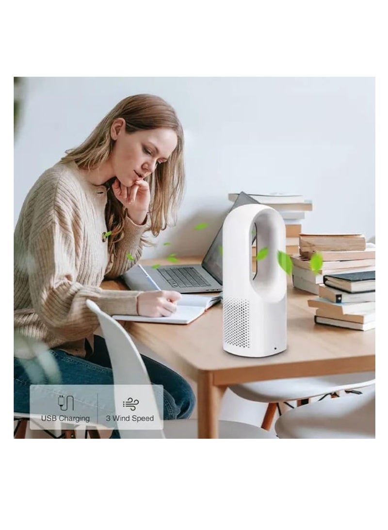 Tower Fan with Cooling, Humidifying and Adjustable Airflow, USB Rechargeable, for Offices, Bedrooms and Living Rooms