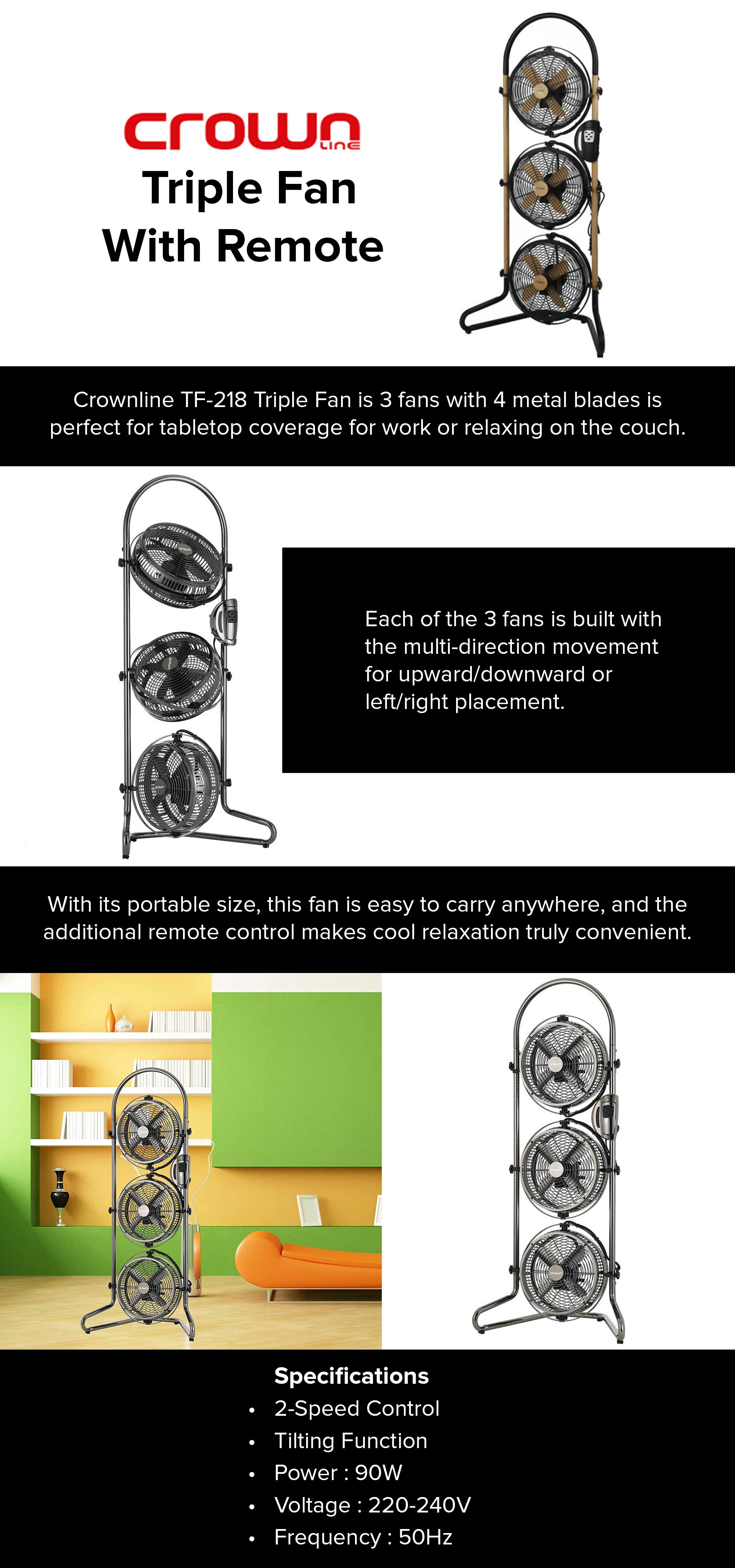 Pedestal Fan With Remote Control 90.0 W TF-218WD Black/Beige