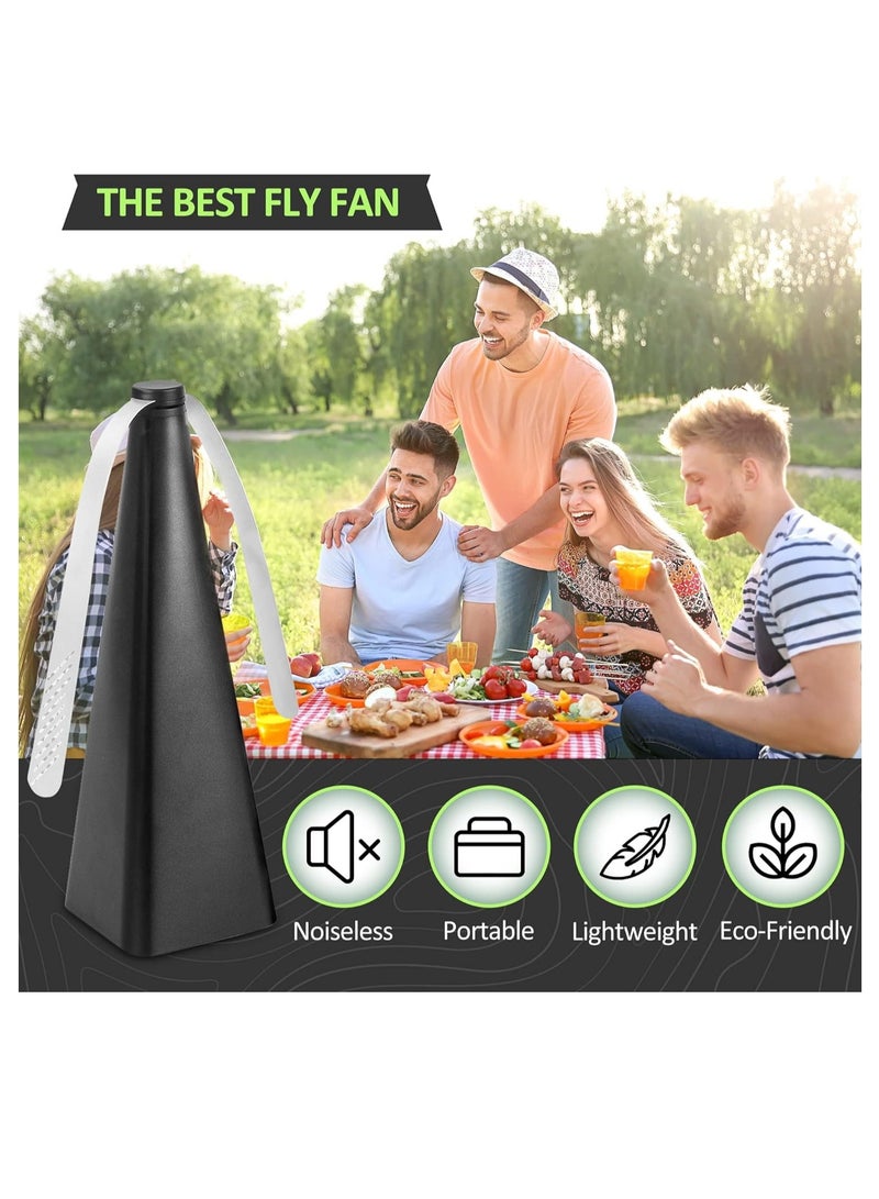 Fly Repellent Fan, Eco-Friendly Fly Insect Mosquito Repellent Fan, Keep Flies Bugs away from Food for Outdoor Table, Lightweight Portable, Camping Meal Home Hotel Restaurant (Black 3 PCS)