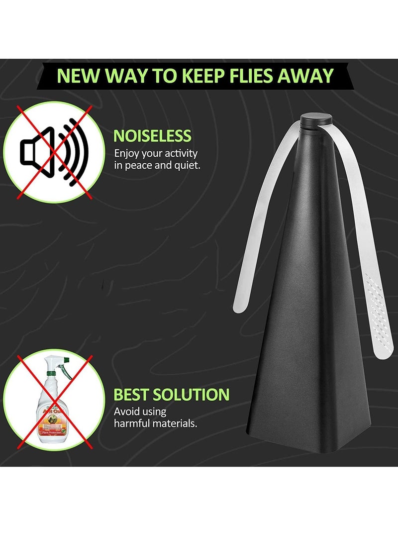 Fly Repellent Fan, Eco-Friendly Fly Insect Mosquito Repellent Fan, Keep Flies Bugs away from Food for Outdoor Table, Lightweight Portable, Camping Meal Home Hotel Restaurant (Black 3 PCS)