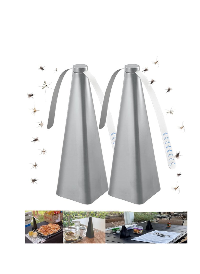 Fly Repellent Fan, Eco-Friendly Fly Insect Mosquito Repellent Fan, Keep Flies Bugs away from Food for Outdoor Table, Lightweight Portable, Camping Meal Home Hotel Restaurant (Silver 2 PCS)