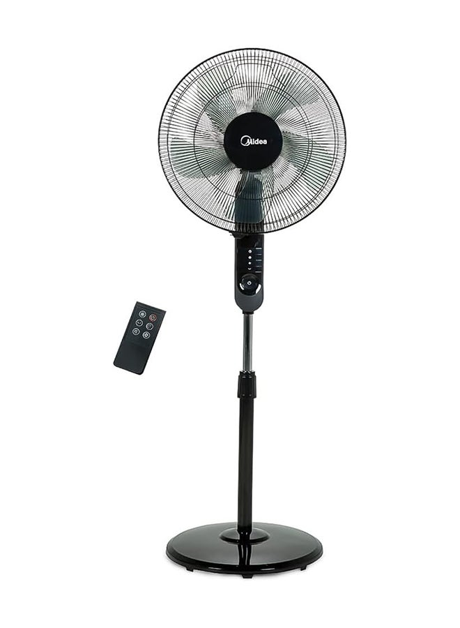 Pedestal Stand Fan with Remote Control, 16 inch, 3D Oscillation Directions, 3 Speed Levels & Adjustable Height, 5 Leaf Blade with 7.5 Hours Timer, Best for Home & Office FS4015FR Black