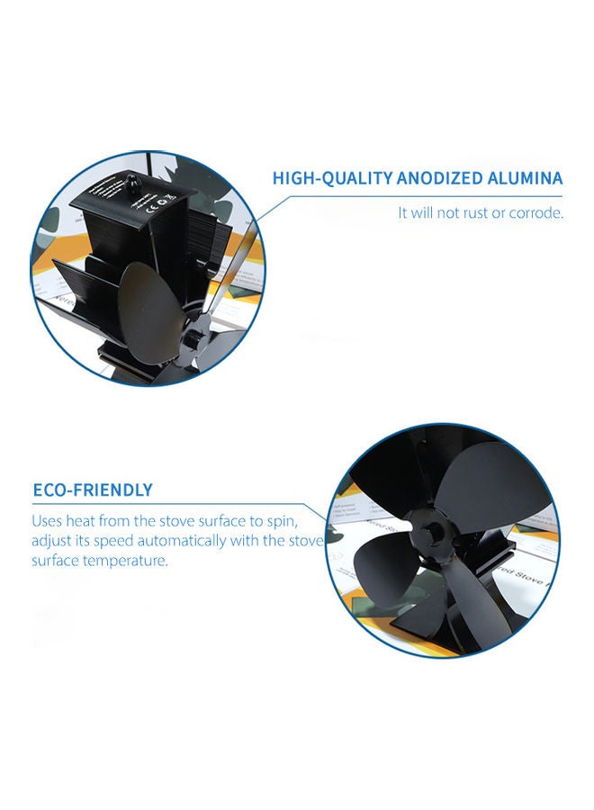 4-Blade Heat Power Fireplace Fan 0.0 W H34870-KM Black