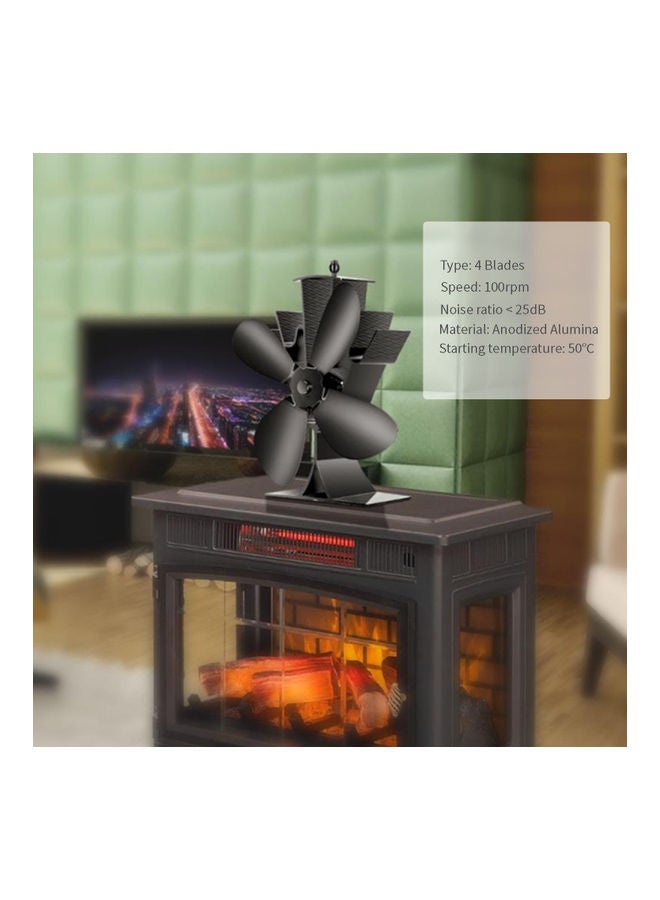 4-Blade Heat Power Fireplace Fan 0.0 W H34870-KM Black