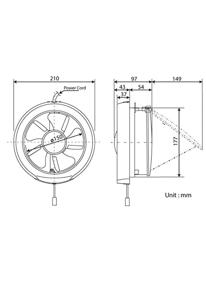 Exhaust Fan 6 Inch Round Exhaust Fan 15WUD For Kitchen And Bathroom 150mm
