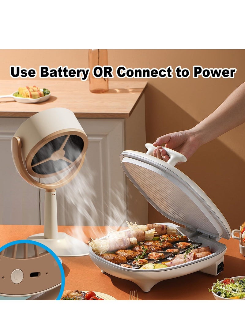 Desktop Extractor Hood, Mini Rechargeable Desktop Range Hood with 2 Speed Exhaust Fan, Low Noise Portable Cooker Hood with 2PCS filter cotton for Kitchen Exhaust Fan for BBQ, Hot Pot