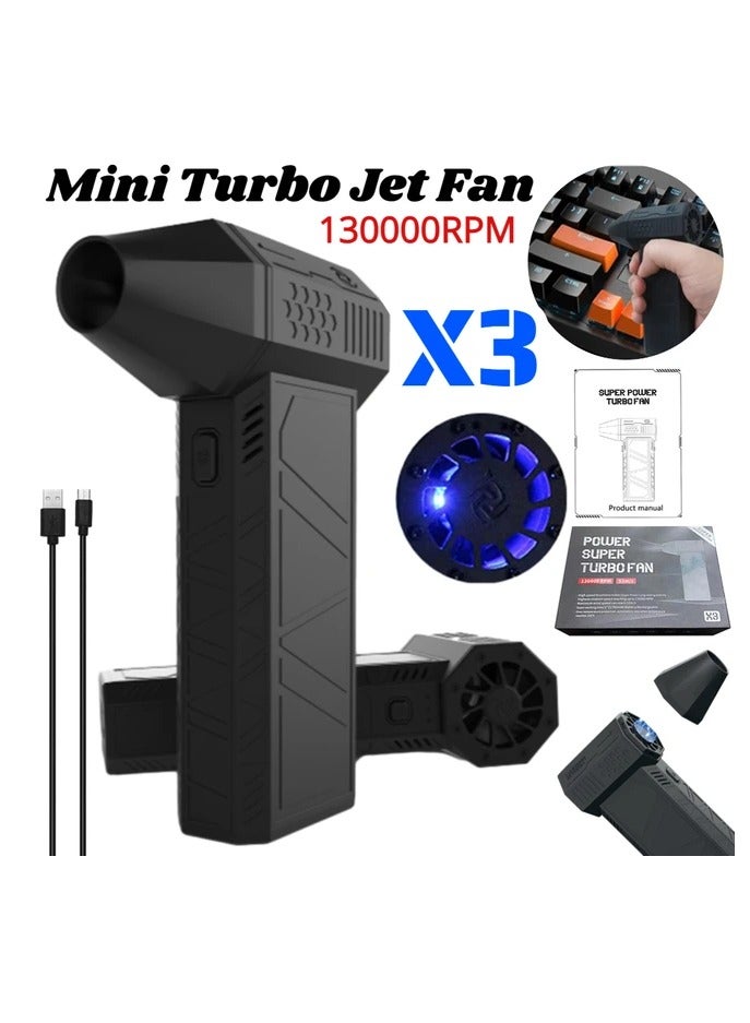 X3 Super Power Violent Blower Compressed Air Duster Mini Turbo Jet Fan Handheld Brushless Motor With 3Modes And 130000 RPM Wind Speed