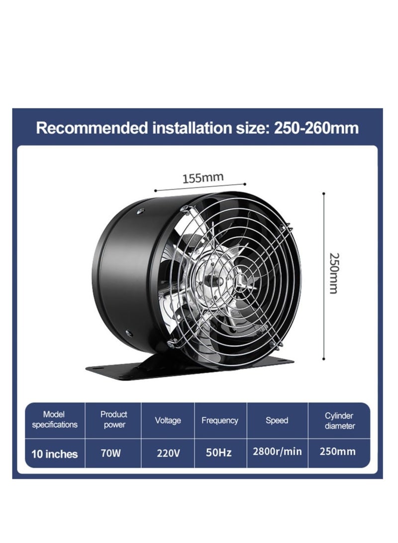 Exhaust Fan, Low Noise Inline Duct Booster Exhaust Fan with Base, 10 Inch Exhaust Fan Extractor Ventilator for Home Kitchen Bathroom Warehouse Restaurant Garage Ventilation (10inch with Base)