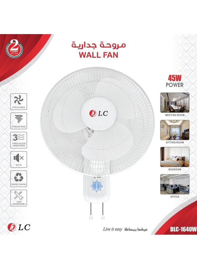 Wall Fan 45.0 W DLC-1640W White