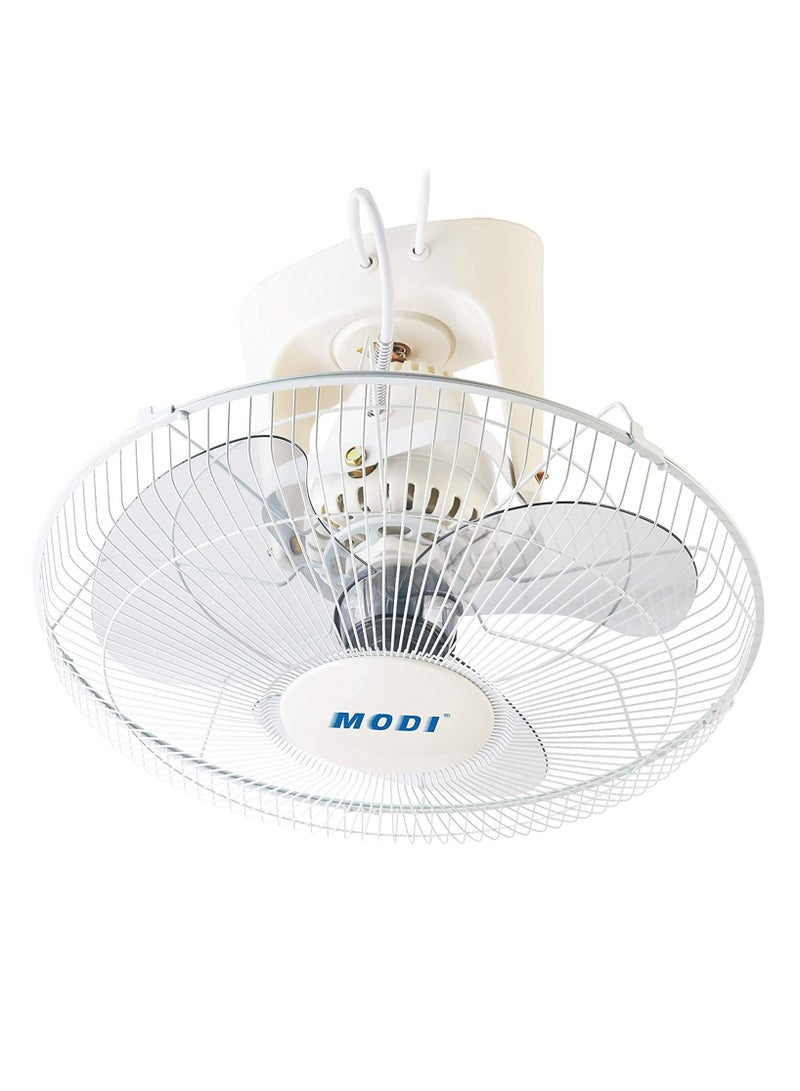 Orbit Fan,16-inch Ceiling Fan, White Cooling Fan with 3 Speed Choices,360 Degree Oscillating Fan for Home and Office.