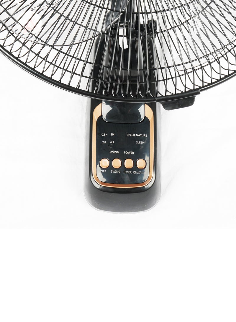 AFRA Wall Mount Fan, 16 Inch, 60w, 5.5m3/min Flow Rate, 90° Oscillation, RPM 1250 with Remote 3 Speed Controller, Black & Rose Gold, AF-1612WFBG, 2 Year Warranty 60 W AF-1612WFBG black