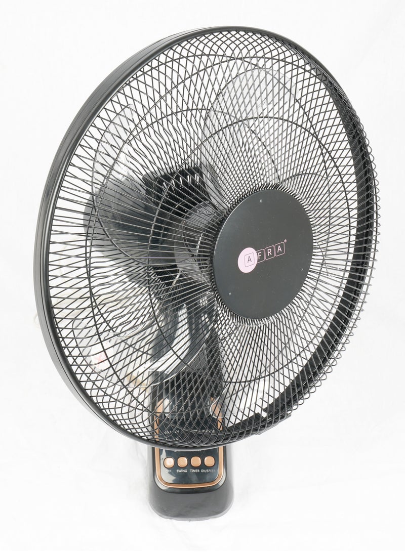 AFRA Wall Mount Fan, 16 Inch, 60w, 5.5m3/min Flow Rate, 90° Oscillation, RPM 1250 with Remote 3 Speed Controller, Black & Rose Gold, AF-1612WFBG, 2 Year Warranty 60 W AF-1612WFBG black