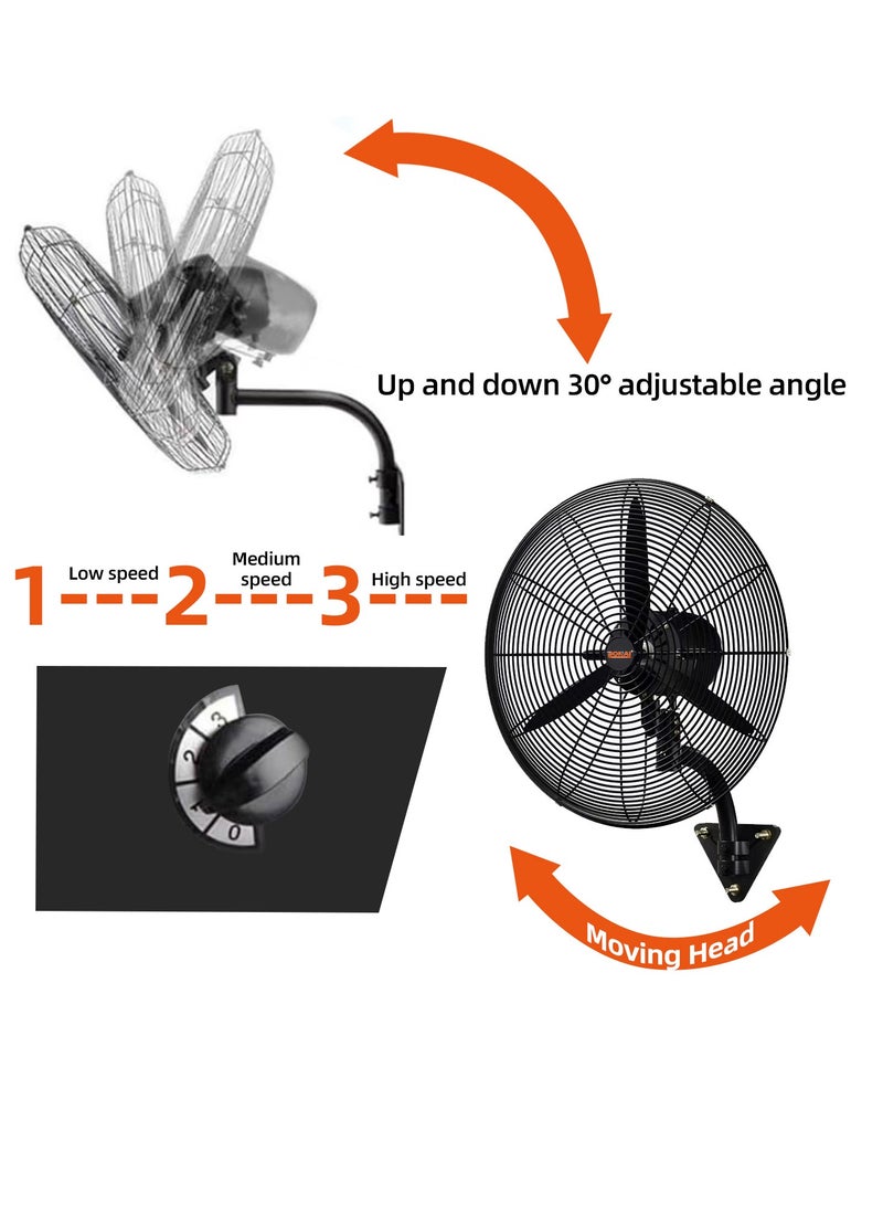 26 inch Wall Fan with 230W, Metal body,145m/min airflow,220-240V Perfect for Bedrooms,Homes , Workspaces,factories, garages, warehouses and more -HK-ST-65