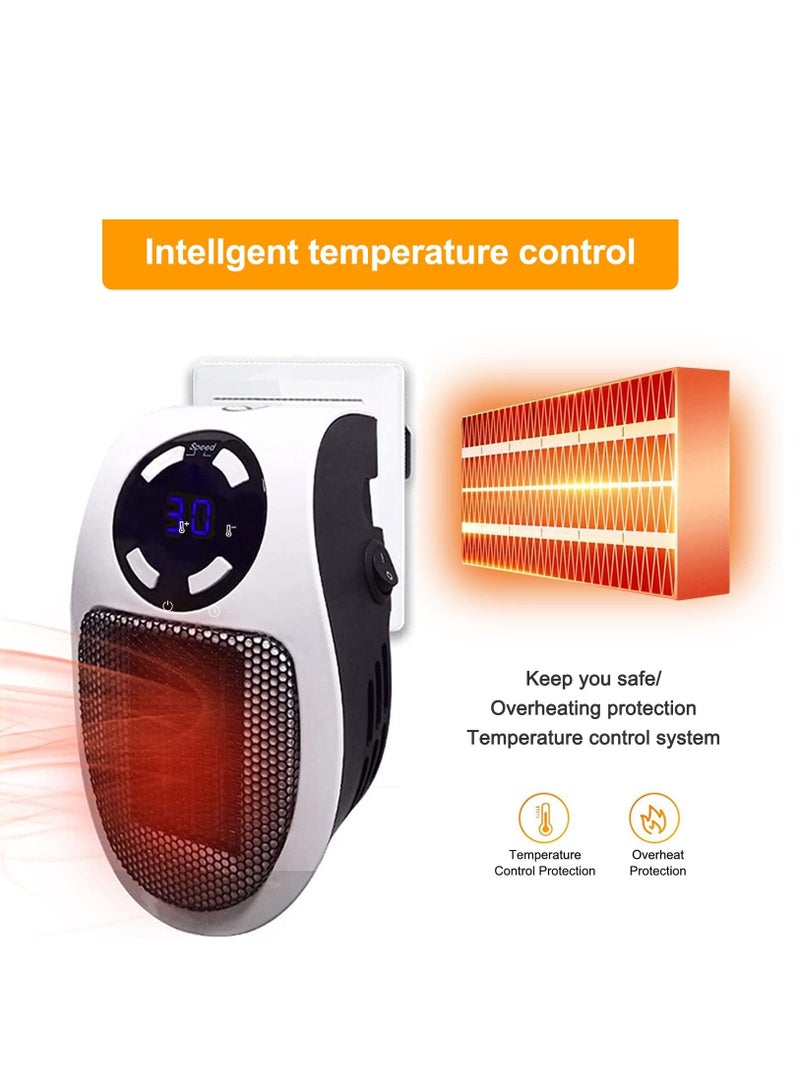 In Heater for Indoor Use Fast Heating Wall Space Heater Low Wattage Heater with Thermostat Led Display for Home Office Bathroom Indoor Use