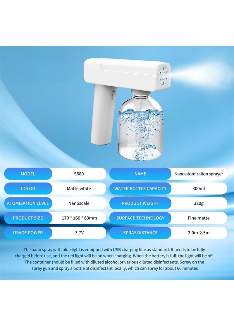 Sprayer Fogger Machine Portable Handheld Electrostatic ULV Sprayer Adjustable Spray Volume Fog Tool  Wireless Nano Sprayer Rechargeable Sprayer with Blue Light for Touchless Sanitization
