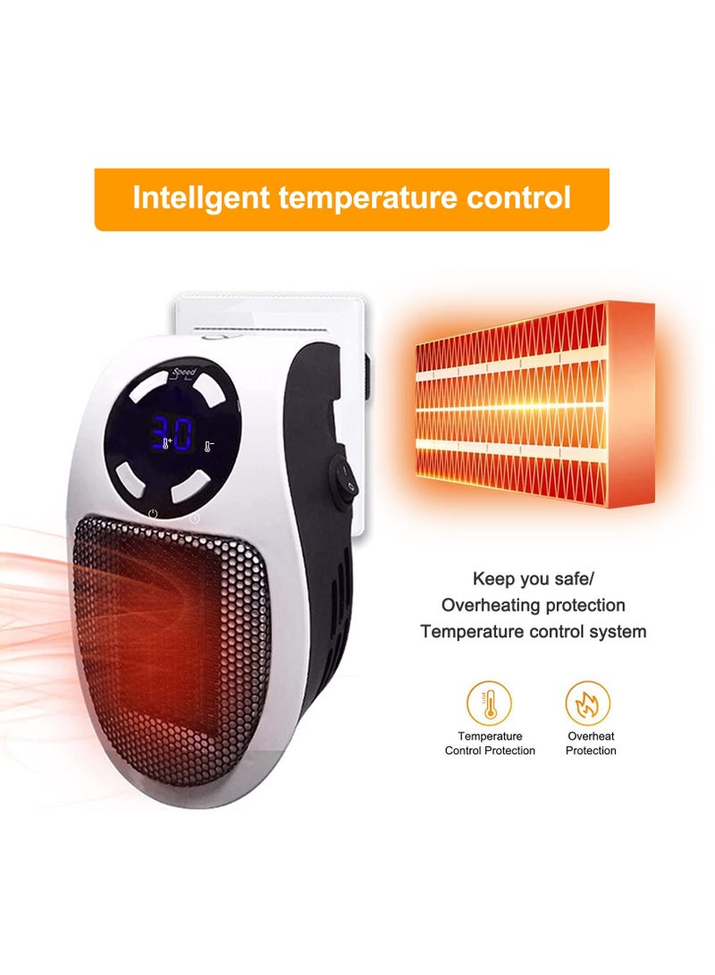 In Heater for Indoor Use Fast Heating Wall Space Heater Low Wattage Heater with Thermostat Led Display for Home Office Bathroom Indoor Use