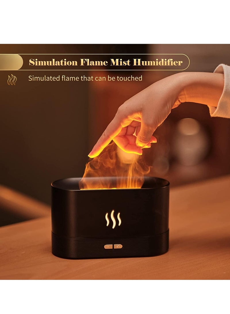 COOLBABY Flame Fireplace Air Aroma Essential Oil Diffuser,USB Personal Desktop Noiseless Cool Mist Humidifier with Auto-Off Protection for Home (BLACK)