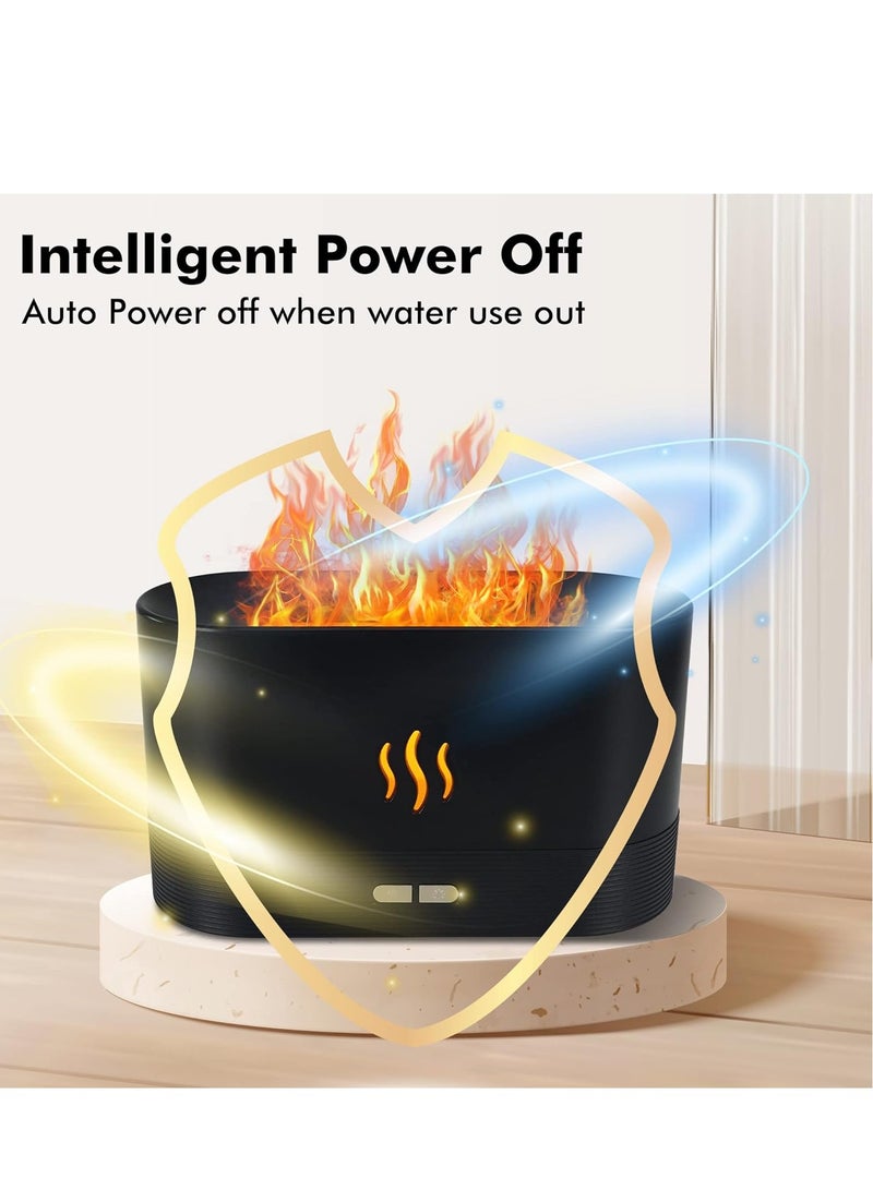 COOLBABY Flame Fireplace Air Aroma Essential Oil Diffuser,USB Personal Desktop Noiseless Cool Mist Humidifier with Auto-Off Protection for Home (BLACK)