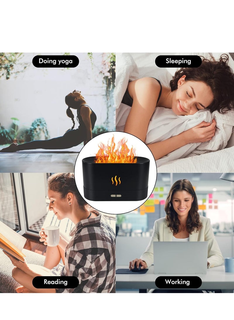 COOLBABY Flame Fireplace Air Aroma Essential Oil Diffuser,USB Personal Desktop Noiseless Cool Mist Humidifier with Auto-Off Protection for Home (BLACK)