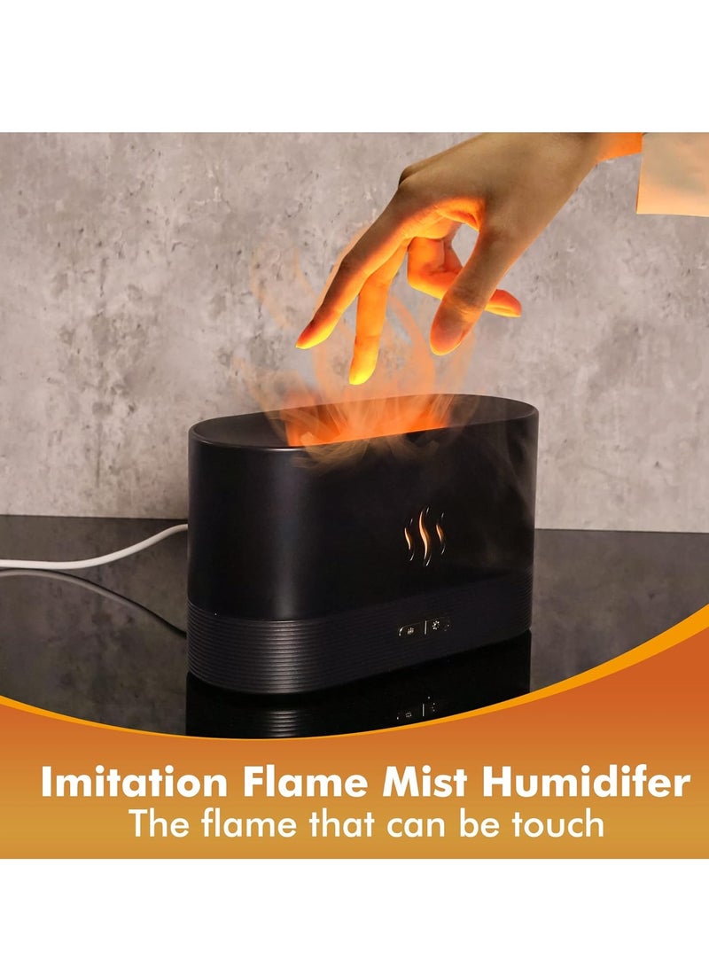 COOLBABY Flame Fireplace Air Aroma Essential Oil Diffuser,USB Personal Desktop Noiseless Cool Mist Humidifier with Auto-Off Protection for Home (BLACK)