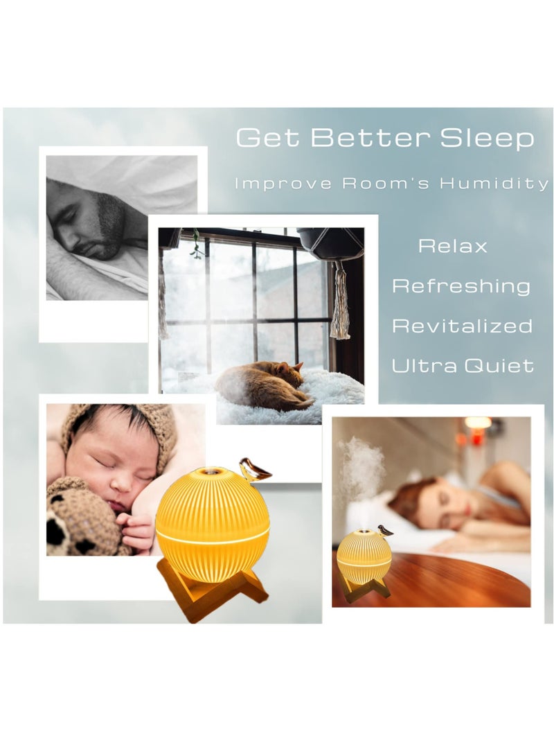 Cool Mist Humidifier, Portable Small Air Humidifier, Whisper Quiet USB Humidifier, 3D Moon Lamp Ultrasonic Humidifier, Waterless Auto Shut-Off, for Home Baby Bedroom, Yoga, Office, Travel