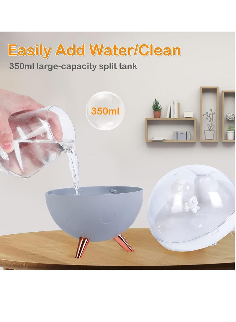 Astronaut Humidifier for Bedroom | Auto-off 350ml USB Mini Air Humidifier with 3 Colors Light | Small Desk Humidifier for Kids (White)