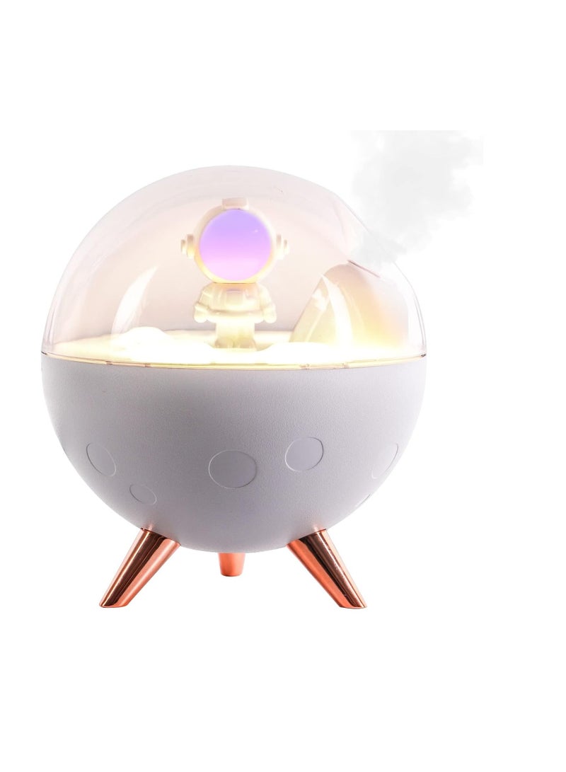 Astronaut Humidifier for Bedroom | Auto-off 350ml USB Mini Air Humidifier with 3 Colors Light | Small Desk Humidifier for Kids (White)