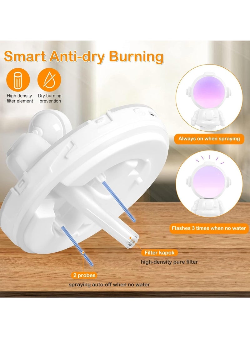Astronaut Humidifier for Bedroom | Auto-off 350ml USB Mini Air Humidifier with 3 Colors Light | Small Desk Humidifier for Kids (White)