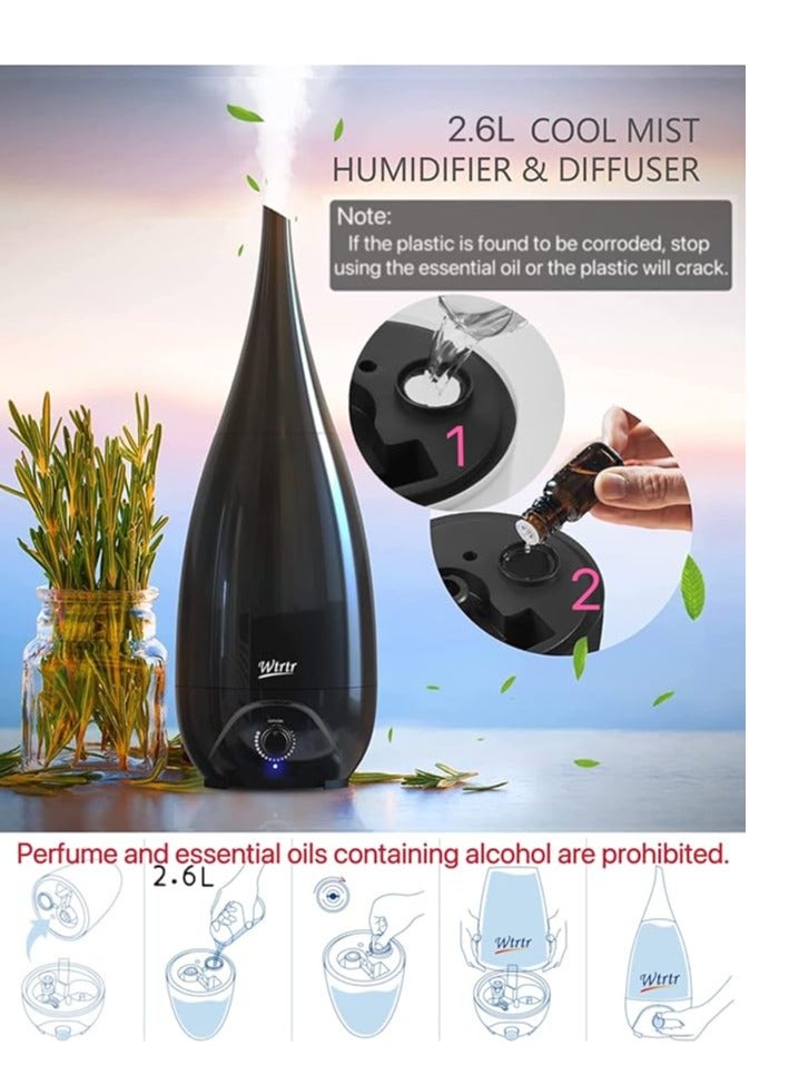 Wtrtr 2.6L Cool Mist Humidifiers for Bedroom