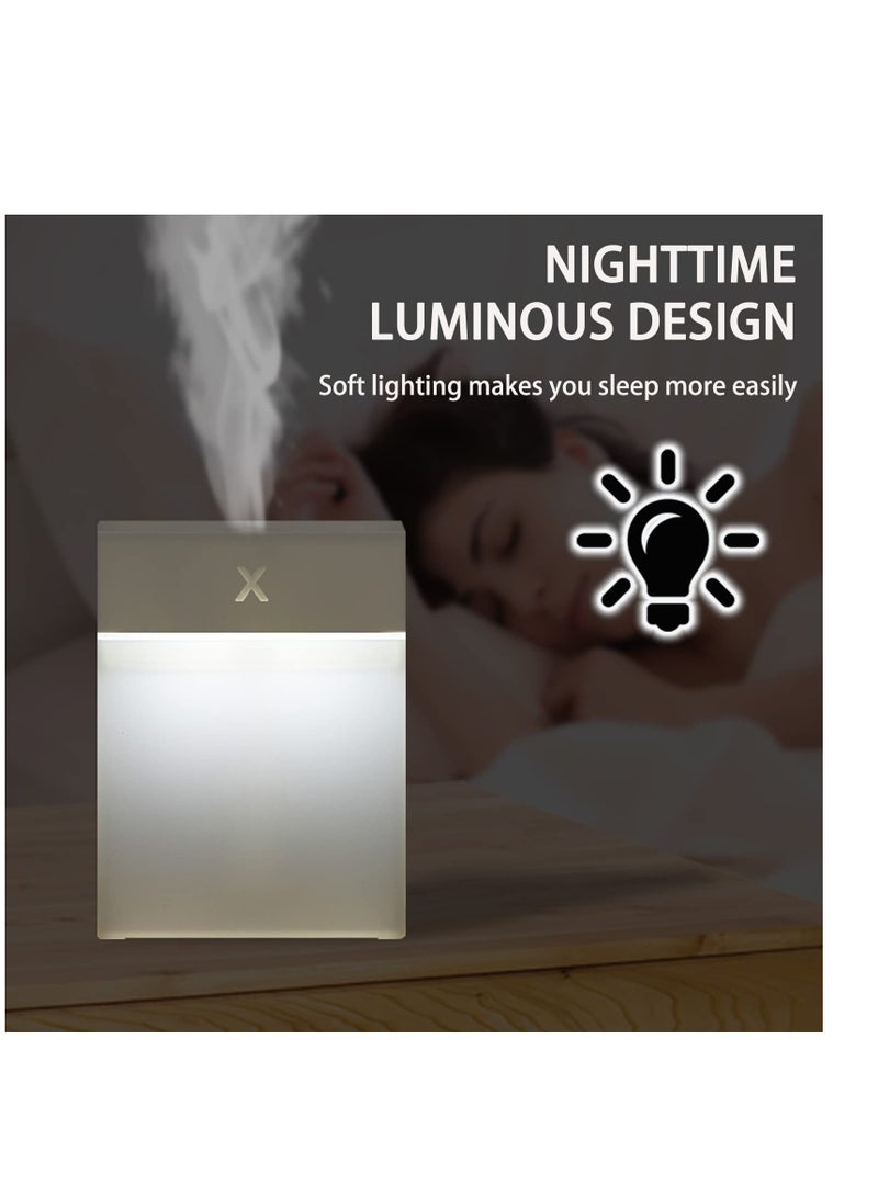 Portable Small Humidifier, 280ml Portable Humidifier, Mini Cool Mist Humidifier with Night Light, USB Personal Desktop Humidifier for Bedroom, Office, Auto Shut-Off, Ultra-Quiet