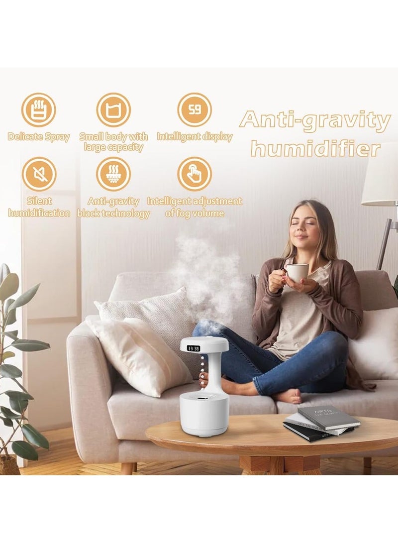 Anti-gravity Humidifier, Desktop Mute Clock Display, Suspended Water Drop Back Flow, Creative Aromatherapy Machine, Timer and Automatic Off Safety Switch