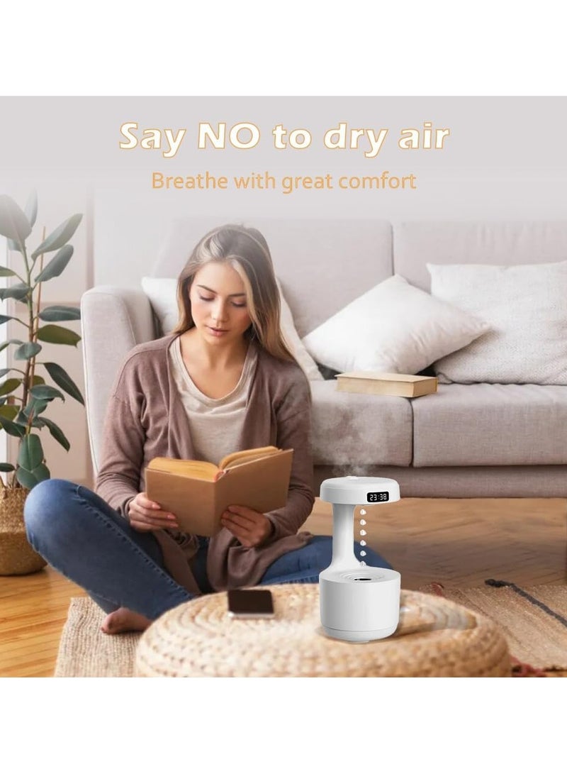 Anti-gravity Humidifier, Desktop Mute Clock Display, Suspended Water Drop Back Flow, Creative Aromatherapy Machine, Timer and Automatic Off Safety Switch