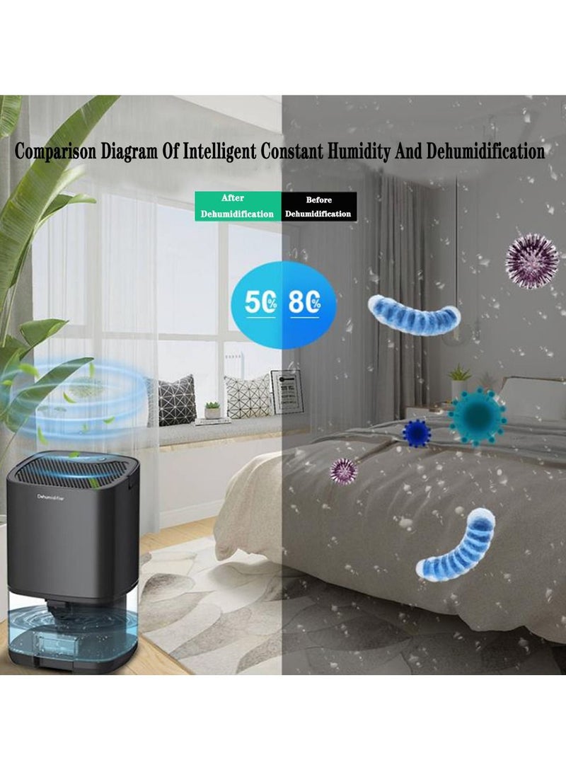 Home Dehumidifier 1000ML Dehumidifier for 2500 cu ft (260 sq ft) Two Working Modes and 7 Color LED Lights Silent Portable Mini Dehumidifier for Basement Bedroom Bathroom Cabinet RV (Black)