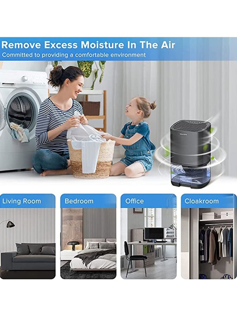 Home Dehumidifier 1000ML Dehumidifier for 2500 cu ft (260 sq ft) Two Working Modes and 7 Color LED Lights Silent Portable Mini Dehumidifier for Basement Bedroom Bathroom Cabinet RV (Black)