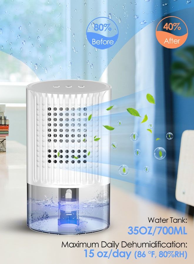 Dehumidifier, Auto-Off Small Dehumidifier Compact and Portable Mini Dehumidifier for Basement, Bathroom, Garage, Wardrobe, RV and Room(White)