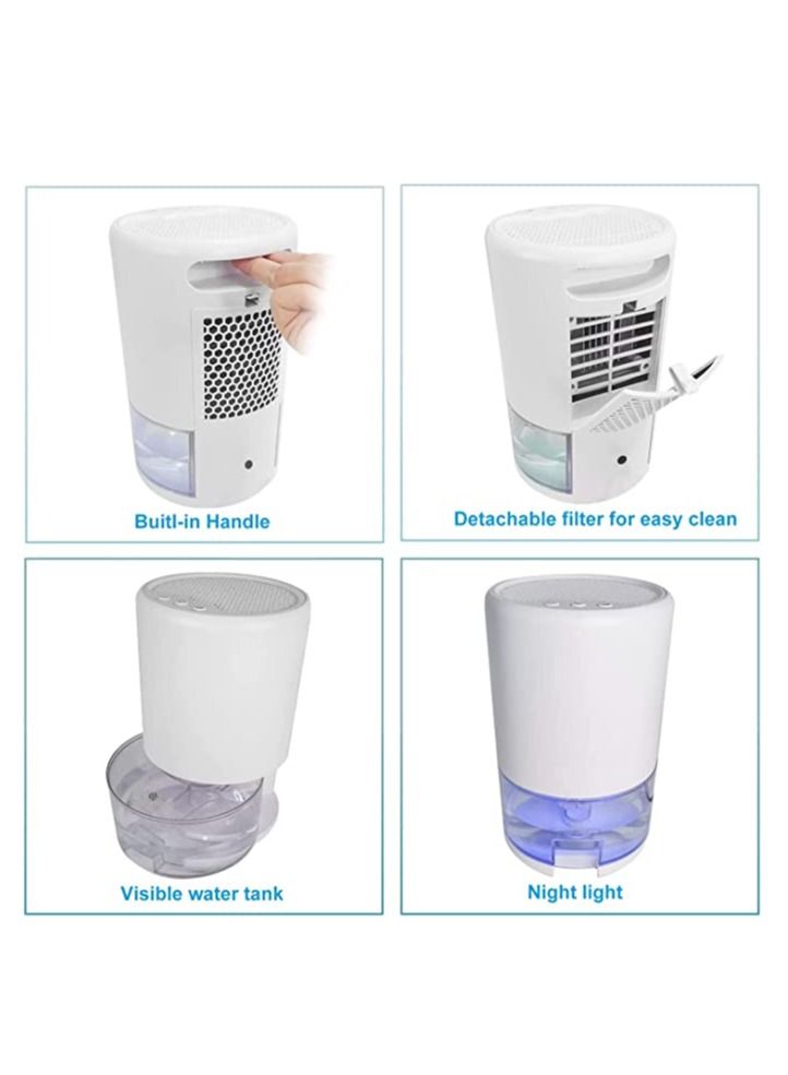 Dehumidifier 1000ML Home Dehumidifier 2600 Cubic Feet with 7 Color LED Lights Silent Bedroom Portable Dehumidifier 285 sqft Closet Bedroom Bathroom RV Office (White)